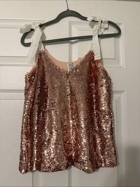 Cake for Dinner Rose Gold Sequin Tie-Strap Tank Top